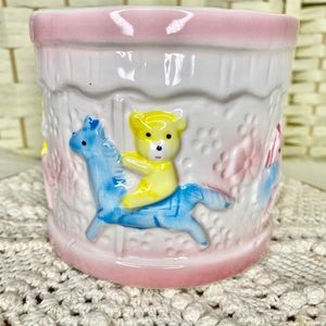 Mid Century Vintage Nancy Pew Giftwares Baby Nursery Ceramic Carousel Decor